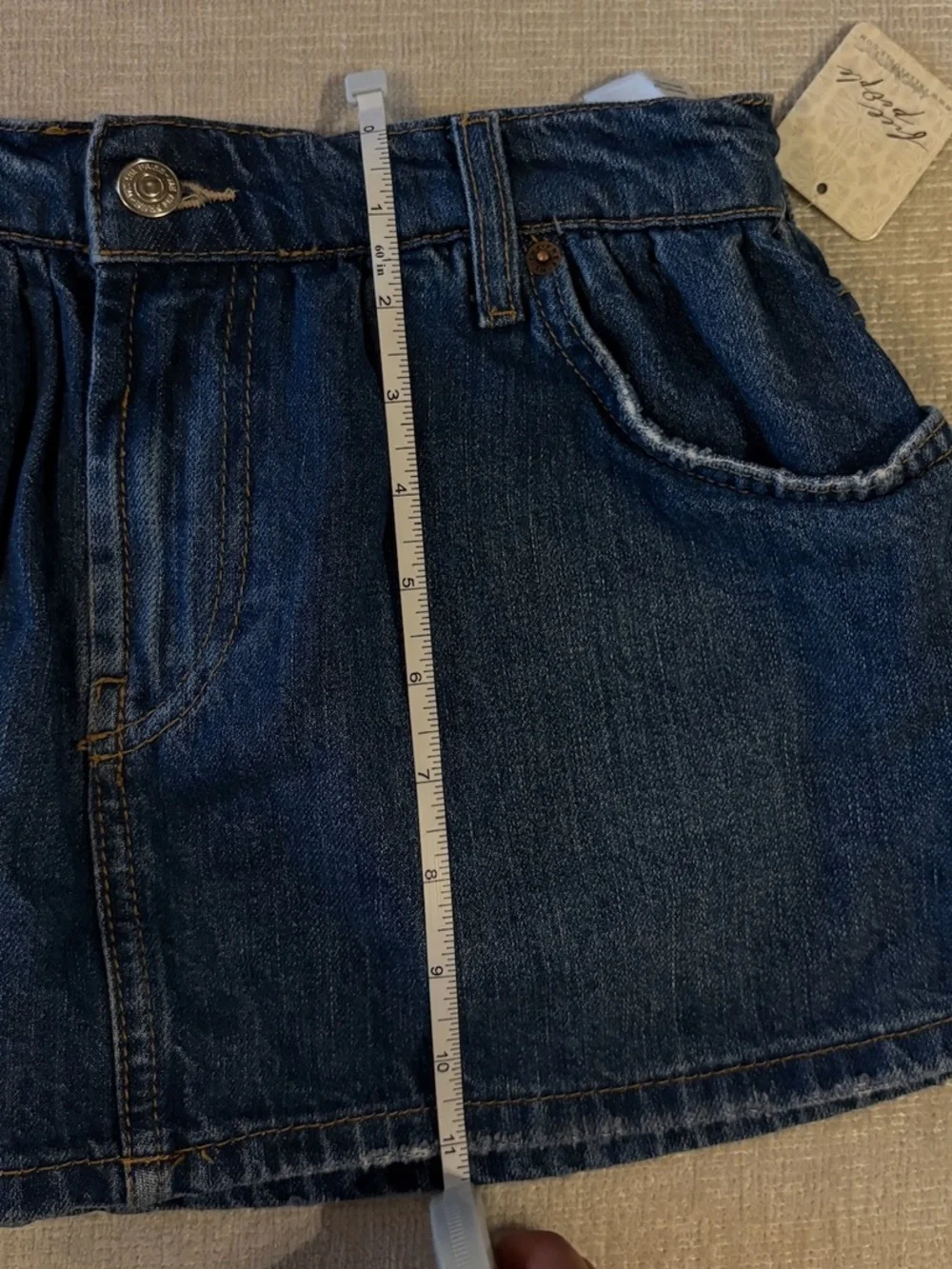 Free People Demi Denim Skort We The Free Mood Ring Blue Mini Skirt Cotton 24 NEW
